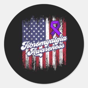 Fibromyalgia Awareness Survivor Woman Warrior Classic Round Sticker
