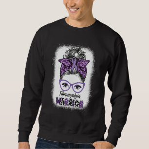 Fibromyalgia Awareness Warrior Messy Bun women Pur Sweatshirt
