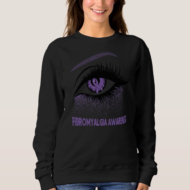 Fibromyalgia Awareness Warrior Purple Bright Eye W Sweatshirt (Front)