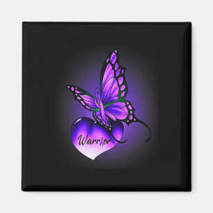 Fibromyalgia Awareness Warrior Purple Ribbon Butte Magnet