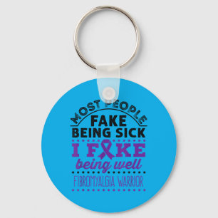 Fibromyalgia Awareness Warrior Purple Ribbon Fake Key Ring