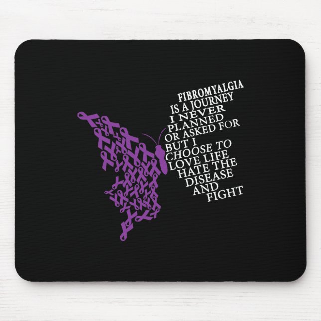 Fibromyalgia Awareness Warrior Support Purple Ribb Mouse Pad (Front)