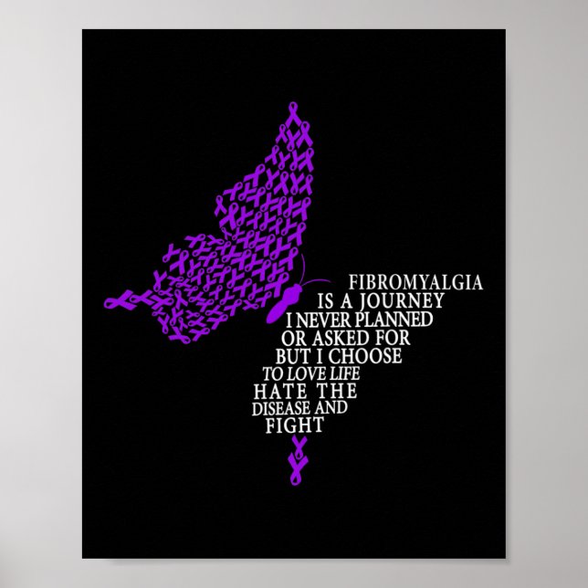 Fibromyalgia Awareness Warrior Support Purple Ribb Poster (Front)