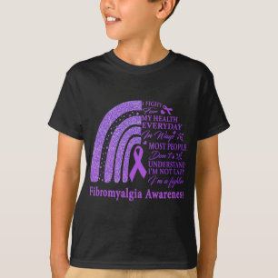 Fibromyalgia Awareness Warrior Support Purple Ribb T-Shirt
