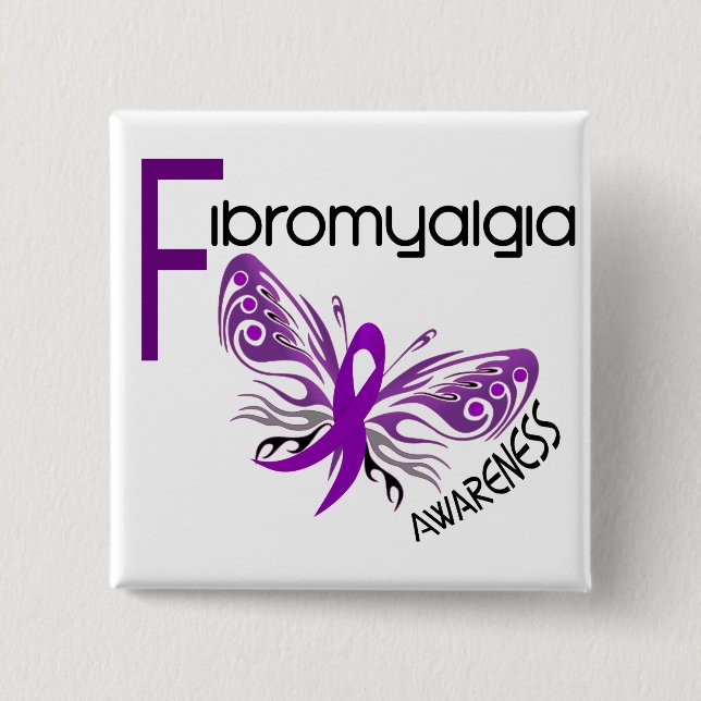 Fibromyalgia BUTTERFLY 3 15 Cm Square Badge (Front)