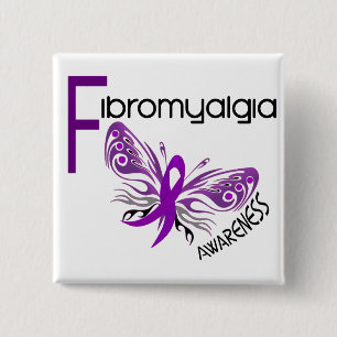 Fibromyalgia BUTTERFLY 3 15 Cm Square Badge