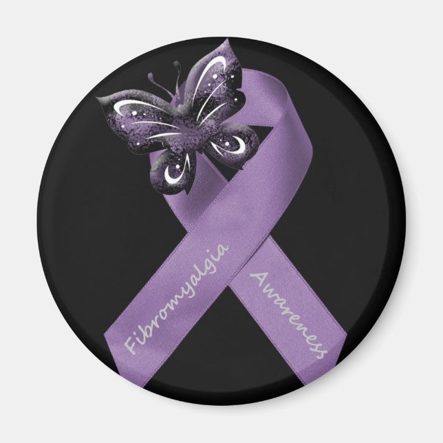 Fibromyalgia Butterfly Ribbon Magnet (Front)