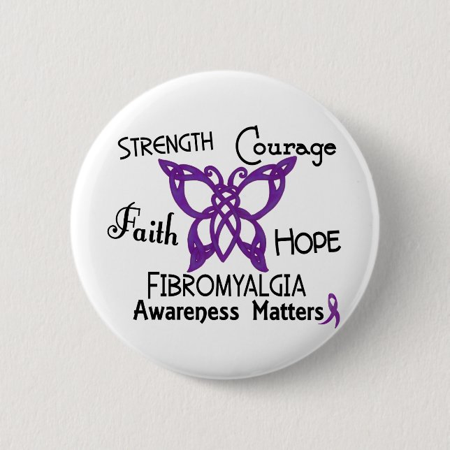 Fibromyalgia Celtic Butterfly 3 6 Cm Round Badge (Front)