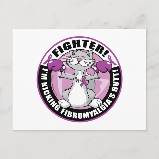 Fibromyalgia Fighter Cat Postcard (Front)