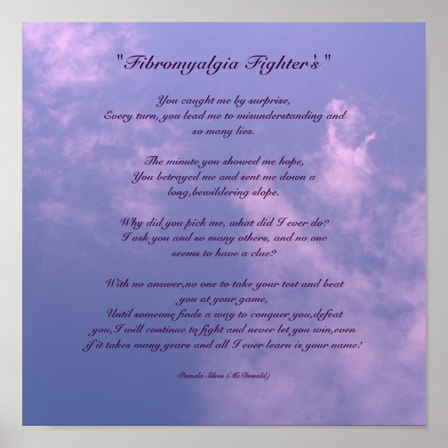 " Fibromyalgia Fighter's", Poem Poster (Front)