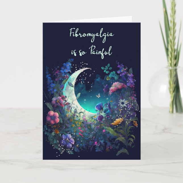 Fibromyalgia Get Well Card Blue with Flowers (Front)