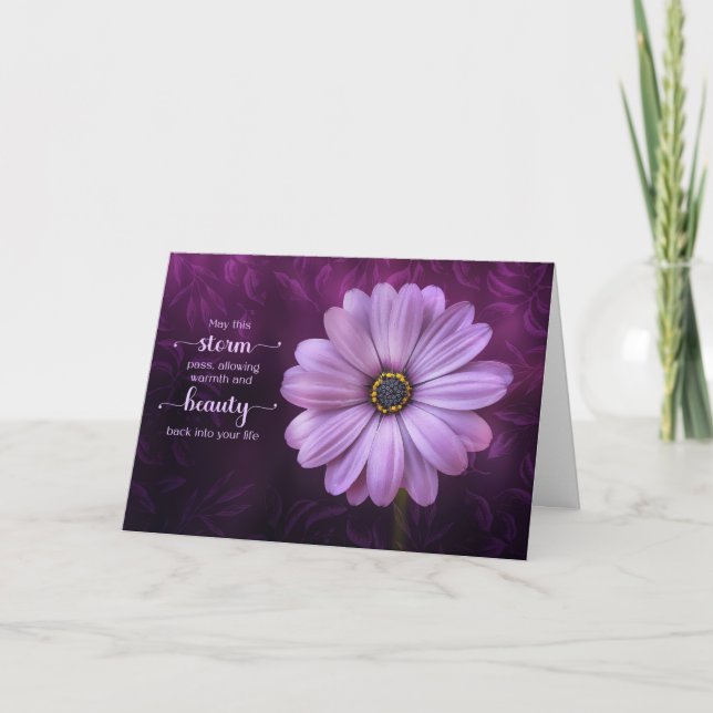 Fibromyalgia Get Well with Vibrant Purple Daisy Card (Front)