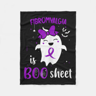 Fibromyalgia Is Boo Sheet Halloween Cute Ghost Pur Fleece Blanket