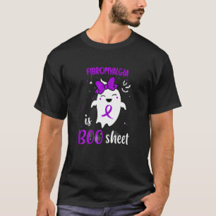 Fibromyalgia Is Boo Sheet Halloween Cute Ghost Pur T-Shirt