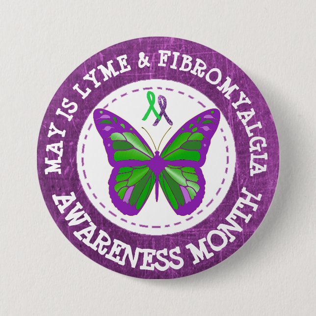 Fibromyalgia & Lyme Awareness Month Ribbon Button (Front)