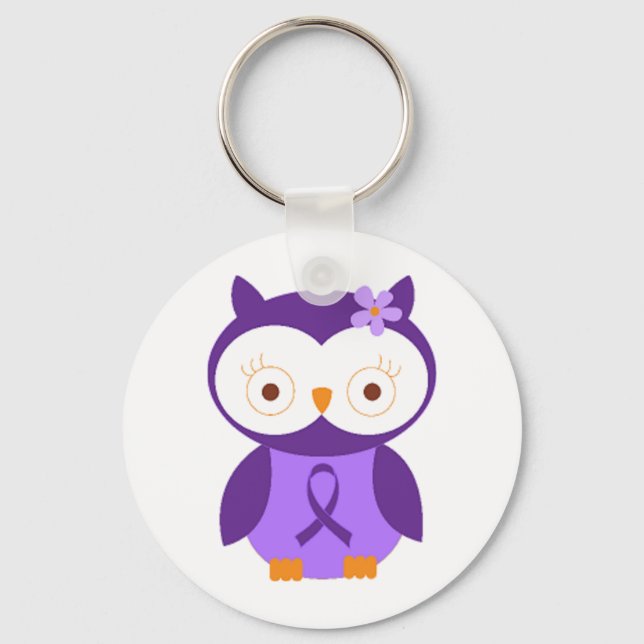 Fibromyalgia Owl Key Ring (Front)