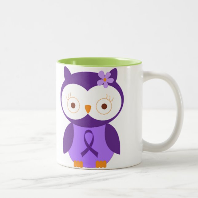Fibromyalgia Owl Two-Tone Coffee Mug (Right)