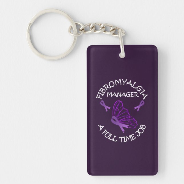 Fibromyalgia Purple Awareness Butterfly Ribbons Key Ring (Front)