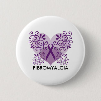 Fibromyalgia Purple Ribbon with Butterfly 6 Cm Round Badge
