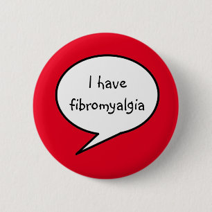 fibromyalgia, red awareness 6 cm round badge