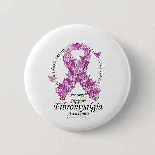 Fibromyalgia Ribbon of Butterflies 6 Cm Round Badge