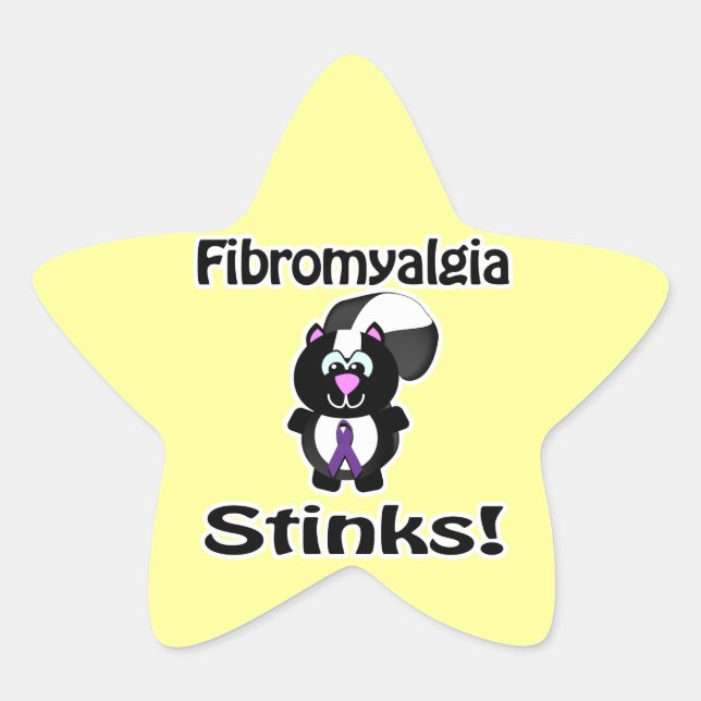 Fibromyalgia Stinks Skunk Awareness Design Star Sticker (Front)
