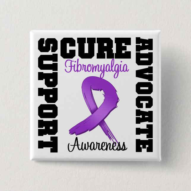 Fibromyalgia Support Advocate Cure 15 Cm Square Badge (Front)