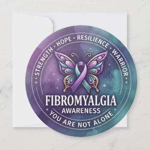 Fibromyalgia Support & Awareness Butterfly Ribbon Card