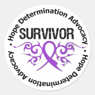 Fibromyalgia Survivor Tribal Ribbon Classic Round Sticker