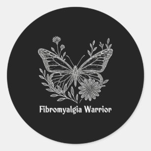 Fibromyalgia Warrior Awareness Butterfly Invisible Classic Round Sticker