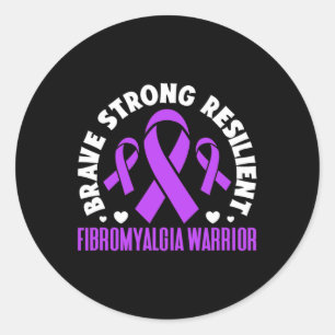 Fibromyalgia Warrior Brave Strong Resilient Fibro  Classic Round Sticker