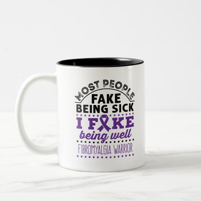 Fibromyalgia Warrior Fake Being Well Two-Tone Coffee Mug (Left)