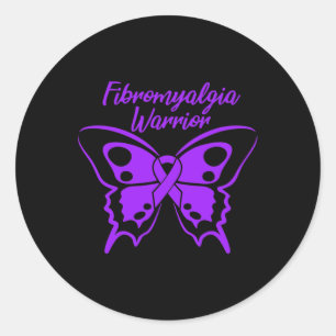 Fibromyalgia Warrior Fibro Awareness Purple Butter Classic Round Sticker