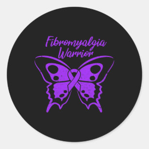Fibromyalgia Warrior Fibro Awareness Purple Butter Classic Round Sticker