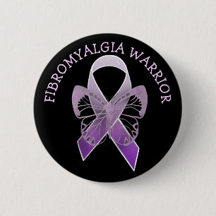 Fibromyalgia Warrior Purple Awareness Ribbon Butto 6 Cm Round Badge