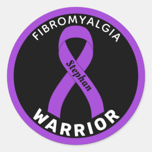 Fibromyalgia Warrior Ribbon Black Round Sticker