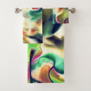Fibrous spots of showy coloured, defective gradien bath towel set