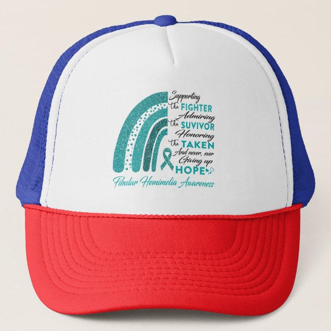 Fibular Hemimelia Warrior Supporting Fighter Trucker Hat (Front)