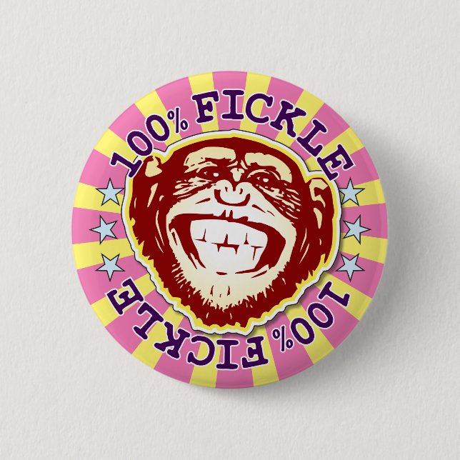 Fickle 100% Funny Funky Monkey Badge (Front)