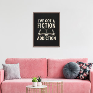 Fiction Addict Book Lover Reader Gift T-Shirt Canvas Print