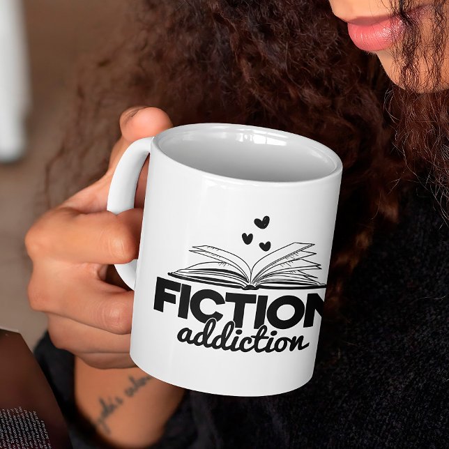 Fiction Addiction Bookworm Reading Quote Saying Coffee Mug (Creator Uploaded)