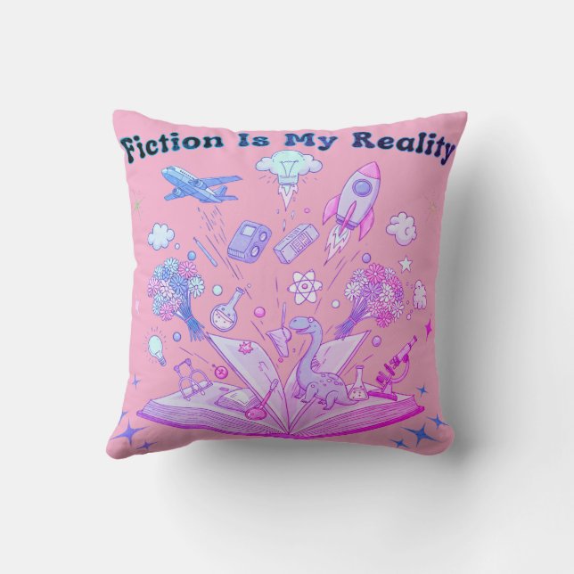 Fiction Is My Reality : Book Lover Fantasy Design Cushion (Back)