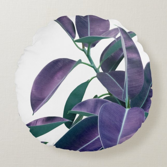  Ficus Elastica Violet Green Glam #1 #tropical  Round Cushion (Front)