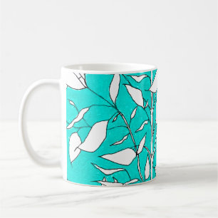 Ficus Tree Plant Line Drawing Blue Background Coffee Mug