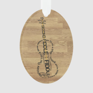 Fiddle Expressions Word Art Violin Shape Wood Look Ornament