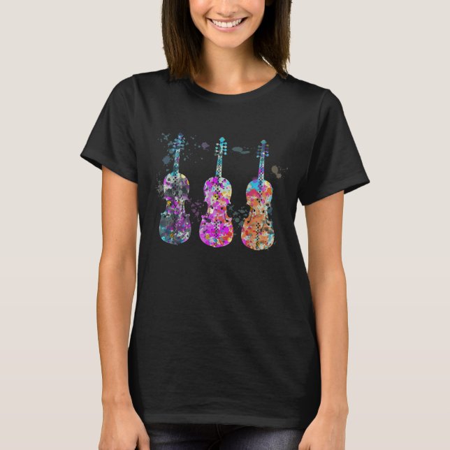 Fiddle Instrument Silhouette Fiddles T-Shirt (Front)