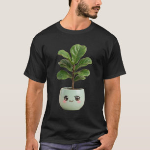 Fiddle-Leaf Fig Kawaii Indoor Plant T-Shirt