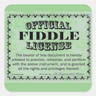 Fiddle License Square Sticker
