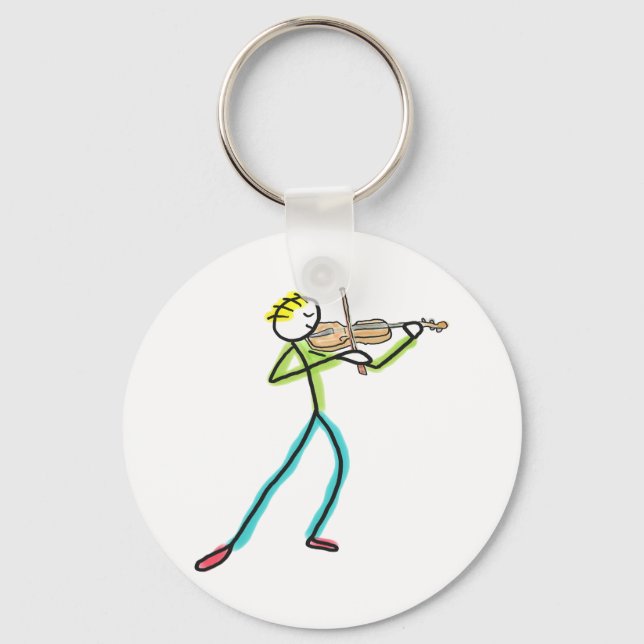 Fiddle Playing Stickman Key Ring (Front)