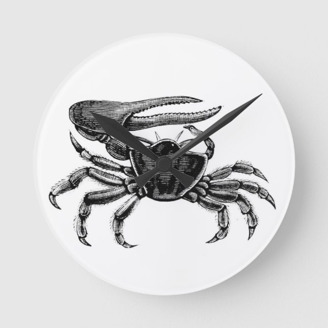 Fiddler Crab Drawing Round Clock (Front)